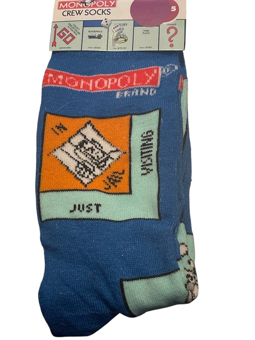 Monopoly Game Mens Crew Socks NEW Size Mens 6-12 Novelty -1 Pair